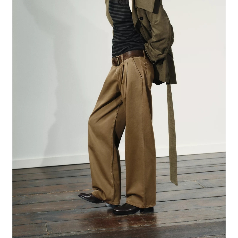 Zara Low Rise Chino Brown Pants - Picture 2 of 3